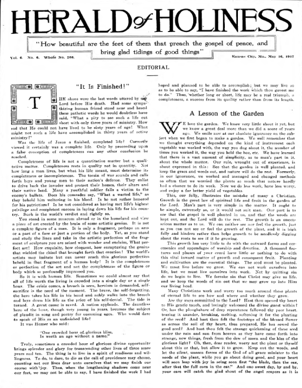 Title Page of Herald of Holiness - May 16, 1917