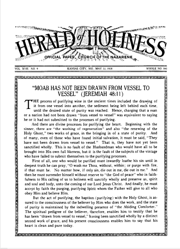 Front page of Herald of Holiness - May 23, 1928